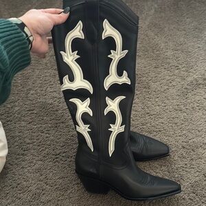 Dolce Vita Samara Black & White Western-Style Women's Boots - size 8.5